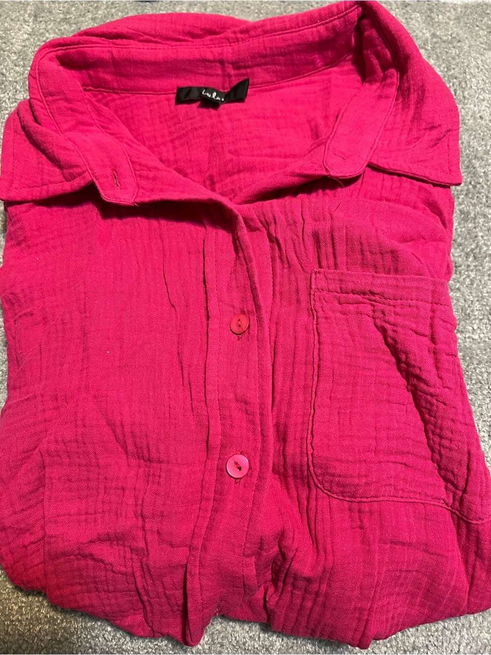 Lulu’s Pink Button-Front Cotton Gauze Shirt